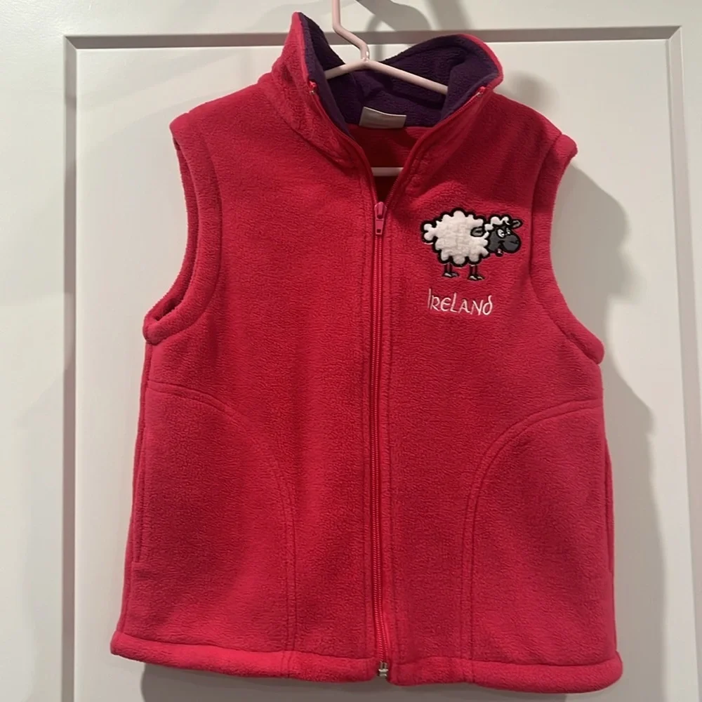 Irish Farmyard Friends Double Layer Fleece Vest, Size 6 girls